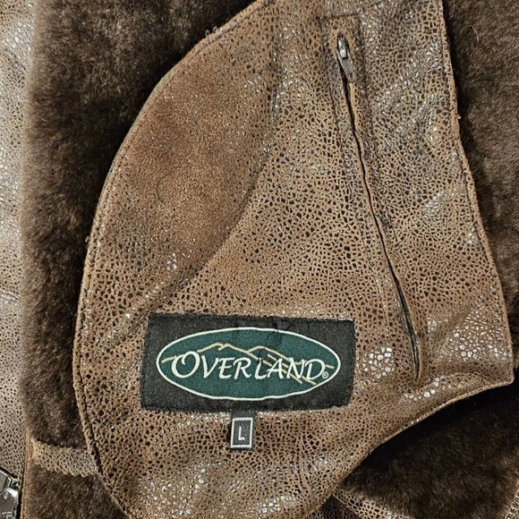 Overland Lamb Shearling Men Coat Large Brown 100% Leather Jacket Fur Retail$1700 - Picture 9 of 11
